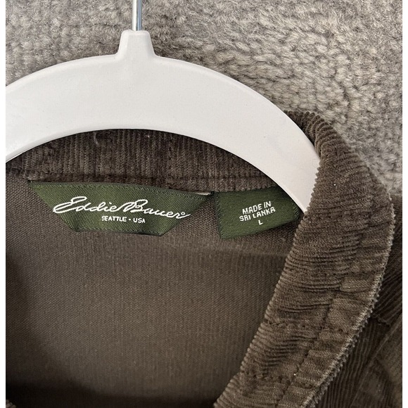 Eddie Bauer Corduroy Button Front Jacket Coat Womens Size Large Stretch Pockets - Picture 3 of 9